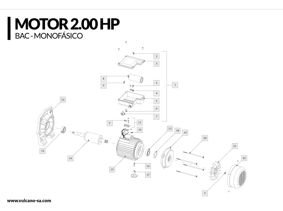 Motor BAC 2.00 HP - Monofásico