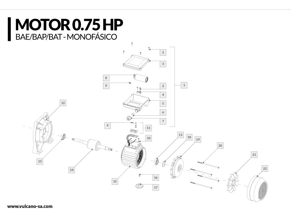 Motor 0.75 HP - Monofásico