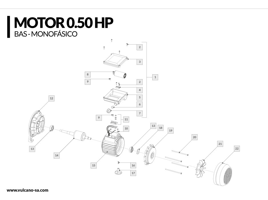 Motor 0.50HP - Monofásico
