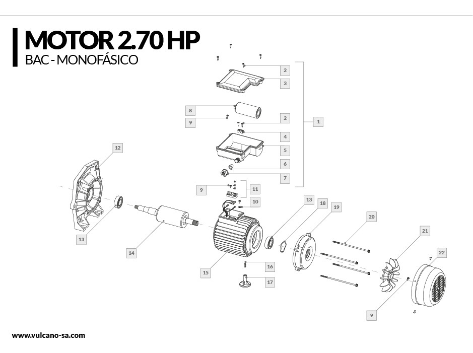 Motor BAC 2.70 HP - Monofásico