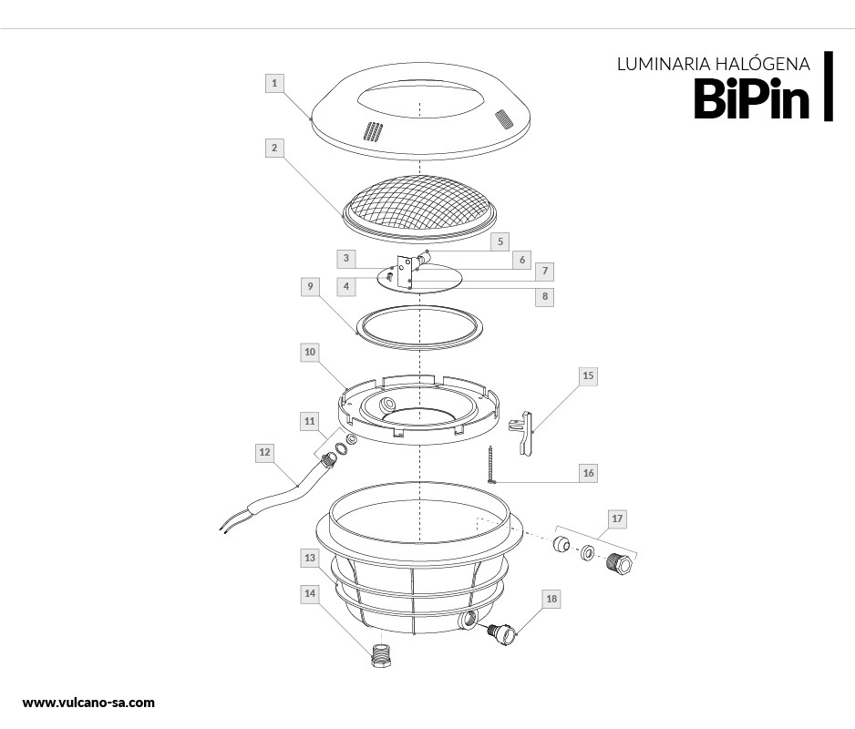 Luminaria para embutir BiPin 100W (LR)